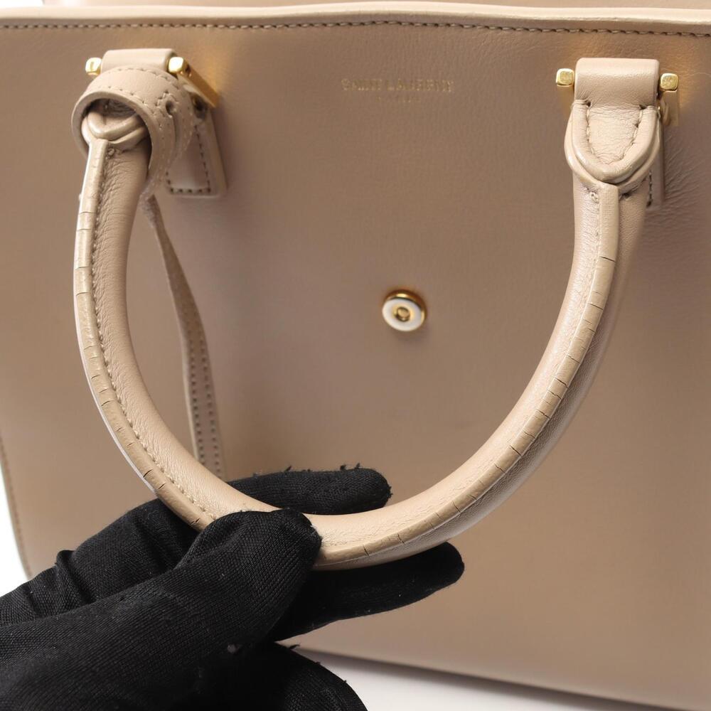 Saint Laurent Paris Baby Cabas Handbag Leather Beige - Picture 6 of 8